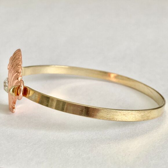 Scallop Sea Shell Bracelet Bangle Nautical Island Beach 7.5" Gold Plated Crystal - Picture 8 of 12